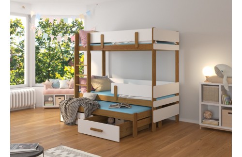 Trokrevetni dječji krevet ETAPO 103 cm - HRAST-BIJELA