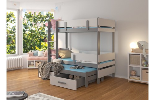 Trokrevetni dječji krevet ETAPO 103 cm - SIVA