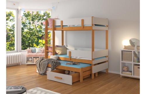 Trokrevetni dječji krevet ETAPO 93 cm - ALDER-SIVA