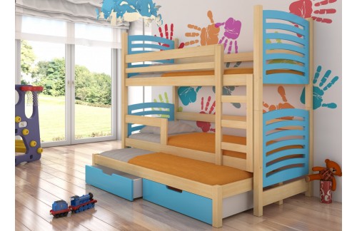 Troslojni dječji krevet na kat SORIA s madracima - BOR