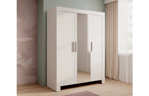 Trosmjerni garderobni ormar CESIRO s ogledalom - BIJELA