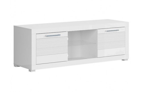 TV ORMARIĆ FLAMES - BIJELA/BIJELA VISOKI SJAJ