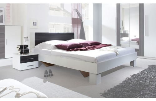 Krevet ANNA s noćnim ormarićem (bijela-crni orah)