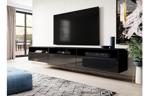 VISEĆI TV ORMARIĆ ATHENS - CRNA MAT/VISOKI SJAJ