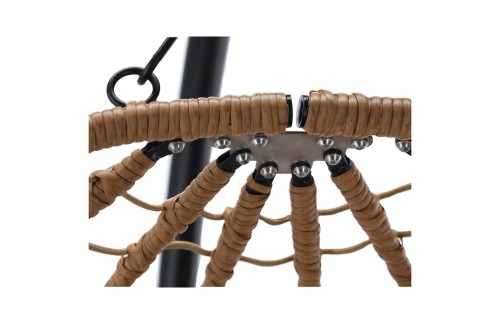 Viseća fotelja Porar (bež s bež jastukom i črnim ogrodjem)