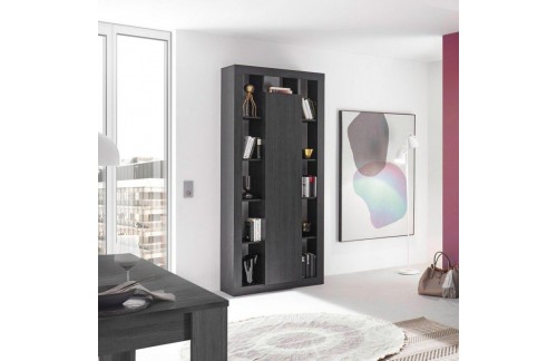 Visoka moderna crna knjižna polica s vratima RIMINI 208941-20