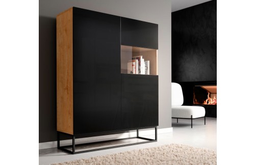 VITRINA AVORIO - HRAST/CRNA VISOKI SJAJ