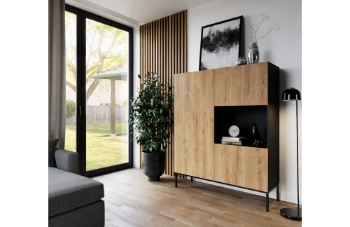 VITRINA LANZZI - CRNA MAT/HRAST