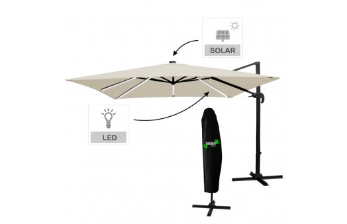 Vrtna sjenila s LED Roma 3x3m (BEŽ)