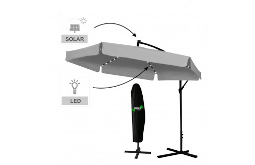 Vrtni suncobran s LED svjetlima Teravo (SIVA)