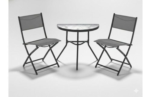 Sklopiva balkonska garnitura Matic (mizica + 2 stola, siva)