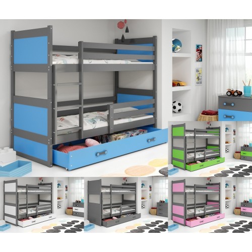 Krevet na kat RICO 90x200 s ladicom + ležište - GRAFIT (VIŠE BOJA)