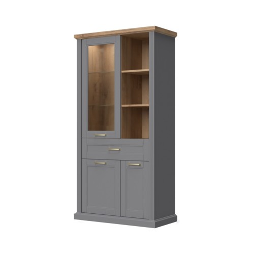 ŠIROKA VITRINA RADDA TARA SA RASVJETOM-GRAFIT