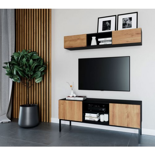 TV ORMARIĆ LANZZI - CRNA MAT/HRAST