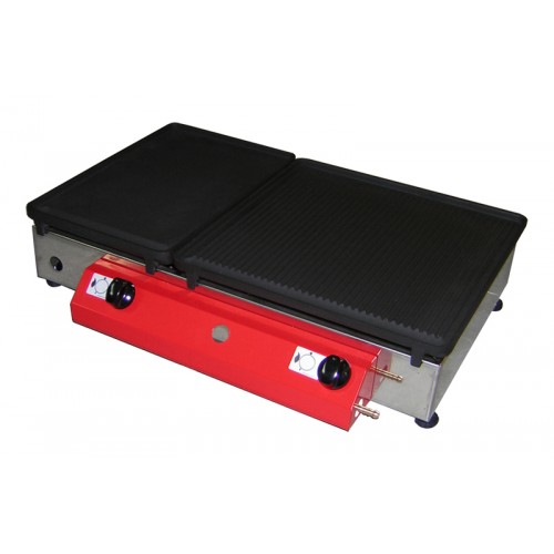 Stolni plinski roštilj 65x40, ploča od lijevanog željeza, dva plamenika