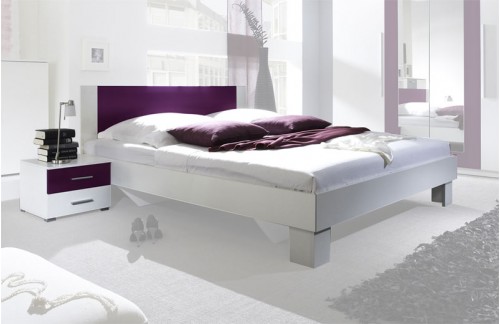 Krevet ANNA s noćnim ormarićem (bijela-ljubičasta)