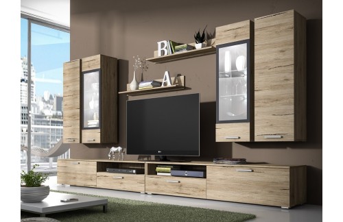 Dnevni boravak Sarah (hrast, antracit)-Veliki set-bez rasvjete