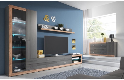 Dnevna soba Tessa J09 (oreh) in komoda Tessa 47