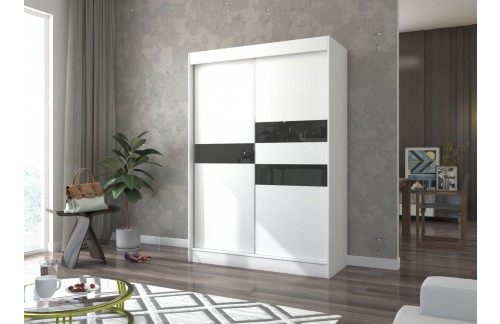 Klizni ormar BATIA s lakobel staklom 150 cm - BIJELA