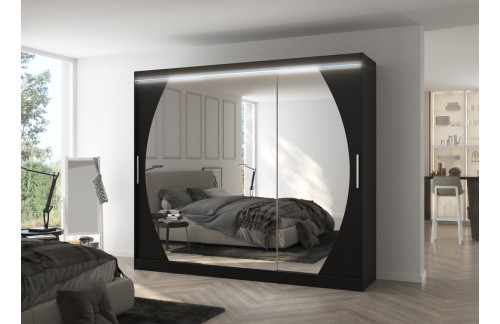 Klizni ormar s ogledalom CAMBE 250 cm - CRNA