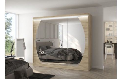 Klizni ormar s ogledalom CAMBE 250 cm - SONOMA HRAST