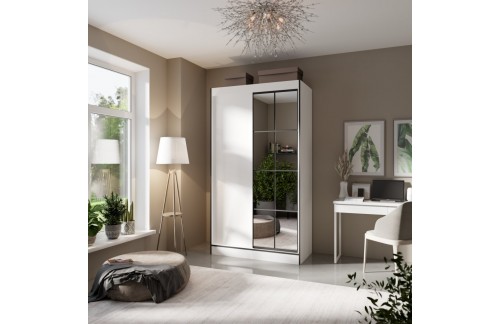 Klizni ormar s ogledalom OSGAR 120 cm - BIJELA-CRNA