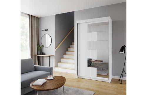 Klizni ormar s ogledalom SHALVA, 120 cm - BIJELA