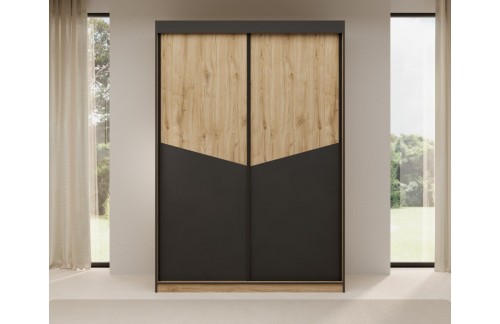 Elegantni klizni ormar Atson 150 hrast/crna ili sivo-bež