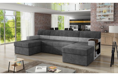 Elegantna kutna garnitura Markos s drvenim policama-Desna-Dora 95, Dora 90