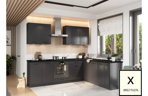 KUHINJSKI BLOK ANIKA 200 CM - GRAFIT SIVA