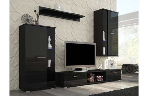 Dnevni boravak LEON (crna, visoki sjaj)