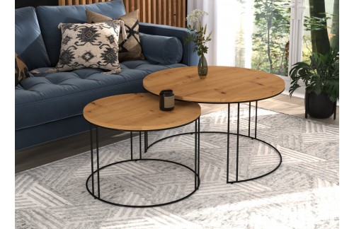 Moderna 2u1 klupska stolić ETTA, okrugla - CRNA