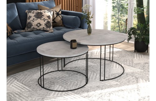 Moderna 2u1 klupska stolić ETTA, okrugla - CRNA-BETON