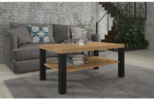 Moderna klub stolić SVEN 115x65 s policom - HRAST ARTISAN-CRNA MAT