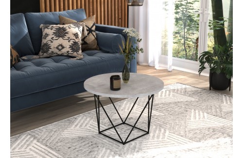 Moderna okrugla klupska stolić LIAM - CRNA-BETON