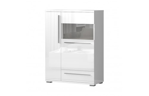 NISKA VITRINA RADDA PIANO V90-2KS1F SA RASVJETOM - BIJELA