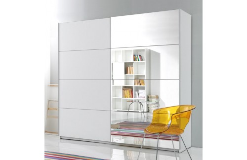 Klizni ormar s ogledalom EMMA - RASPRODAJA (bijela, 220)