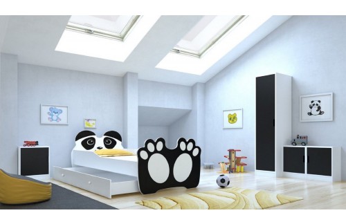 Dječji krevet BEAR BLACK s madracem i ladicom 160x80 cm - CRNA