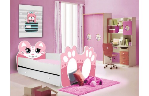 Dječji krevet BEAR PINK s madracem i ladicom 160x80 cm - RUžIčASTA