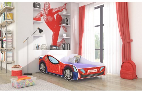 Dječji krevet SPIDER s madracem i LED rasvjetom 160x80 cm - CRVENA