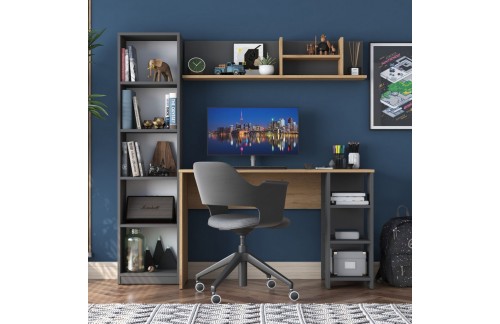 Radni stol s policama Janir (Orah/Antracit)