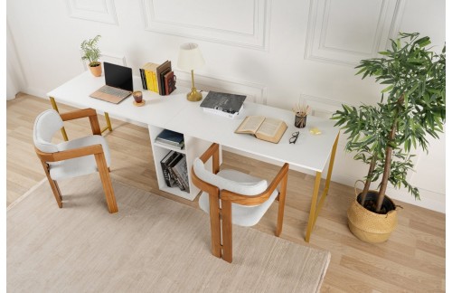 Radni stol Simar (Bijela/Zlatna)