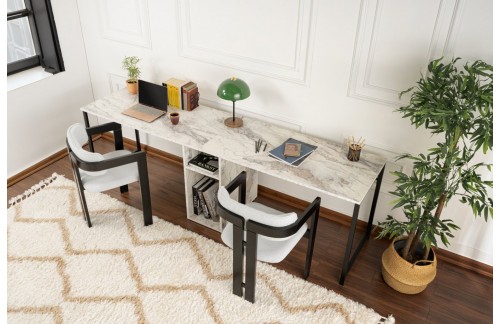 Radni stol Simar (Freesia mramor/Crna)