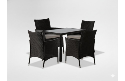 Vrtni set od ratana Pano sa stolom i 4 stolice (smeđa/bež)