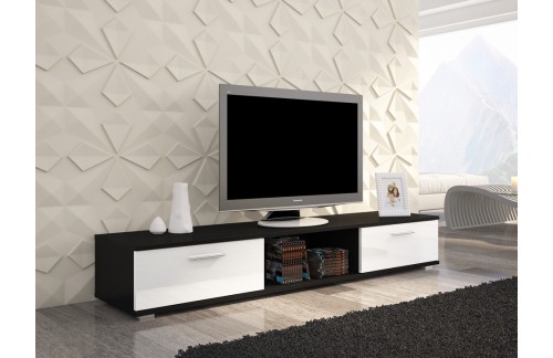 TV regal SELLA-Crna/bijela, visoki sjaj