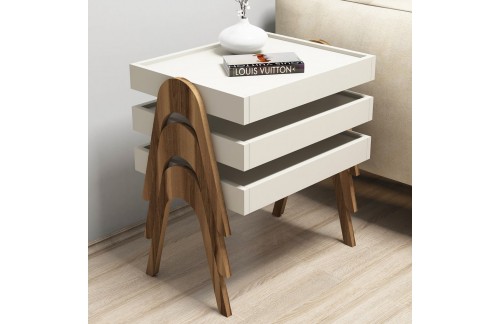 Set stolića Foni (orah/krem)