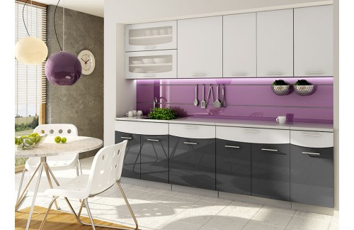 Kuhinja SMILE 2,4 m - bijelo-crna 