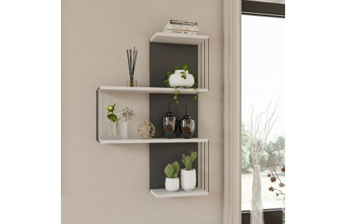 Zidna polica Deron (Bijela/Antracit)