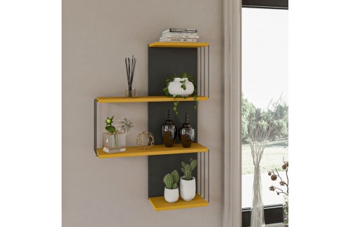 Zidna polica Deron (Žuta/Antracit)