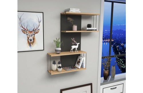 Zidna polica Lenor (Antracit/Hrast)